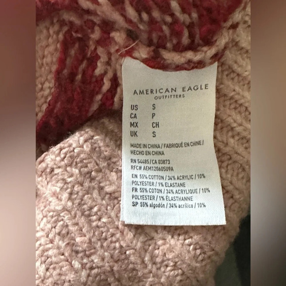 American Eagle Pink & Red Jegging Fit Knit Sweater - Picture 10 of 11